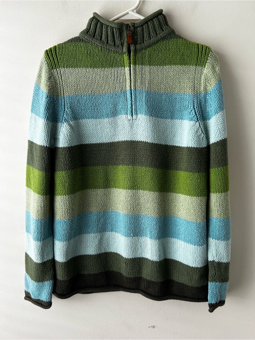 Vintage Y2K Liz Claiborne Mockneck Roll Quarter Zip Thick Block Stripe LP